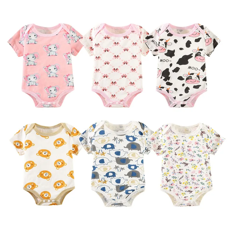 

Newborn Baby Boys girls Clothes Cotton One Piece Romper Cartoon Baby Short Sleeves summer Outfit Jumpsuit