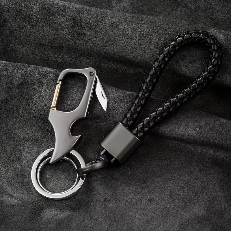 New Outdoor Folding Pocket Knife Key Chain Zinc Alloy Key Ring Camping Survival Tool Can Opener Portable Key Chain Pendant