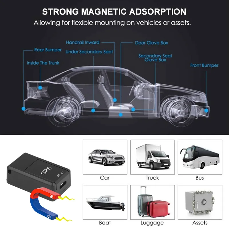 Dispositivo rastreador GPS para GF-07, Mini localizador magnético GSM en tiempo Real, coche, motocicleta, familia, Monitor de seguimiento de Control remoto para niños