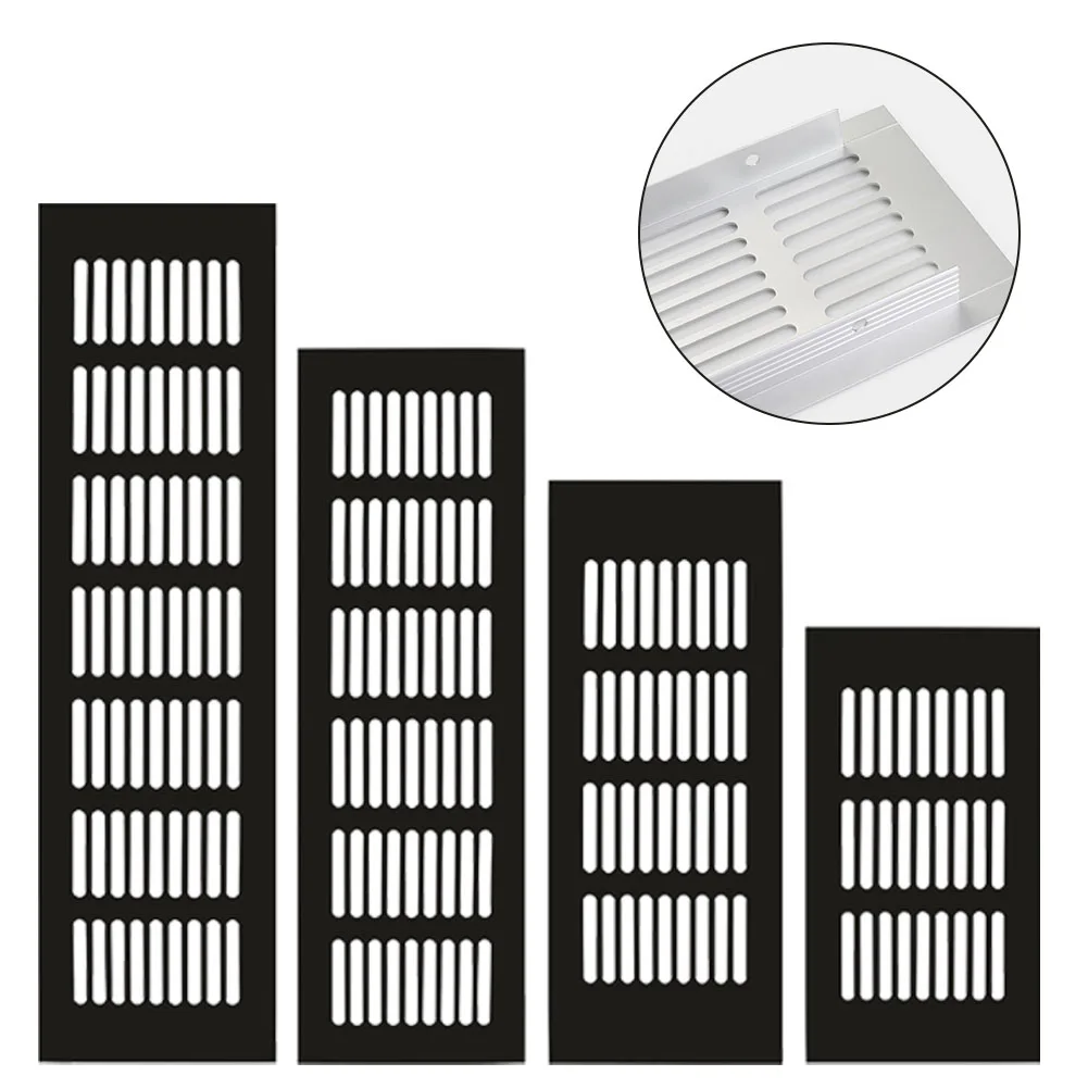 1pc Ventilation Grille Aluminum Alloy Breathable Mesh Anti-slip Grooves Wardrobe Moisture Proof Rectangular Air Vent Grille