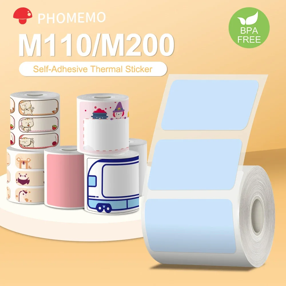 Phomemo Paper Multi-Purpose Thermal Label for M110 M200 M220 Label Printer Adhesive Papier Round Square Printable Sticker Paper