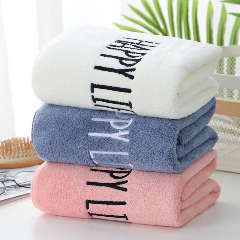 High-density Coral Velvet Towel Microfiber Beauty Soft Bathroom Towels Comfortable Facial Embroidery Craft Towel Friend's Gift