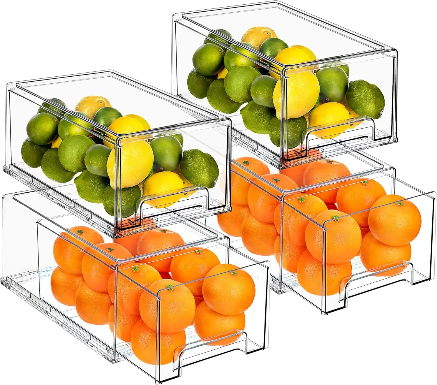 

Fridge Drawers - Clear Stackable Pull Out Organizer Bins - Food Storage Containers For Kitchen, Refrigerator, Freezer, Vanity