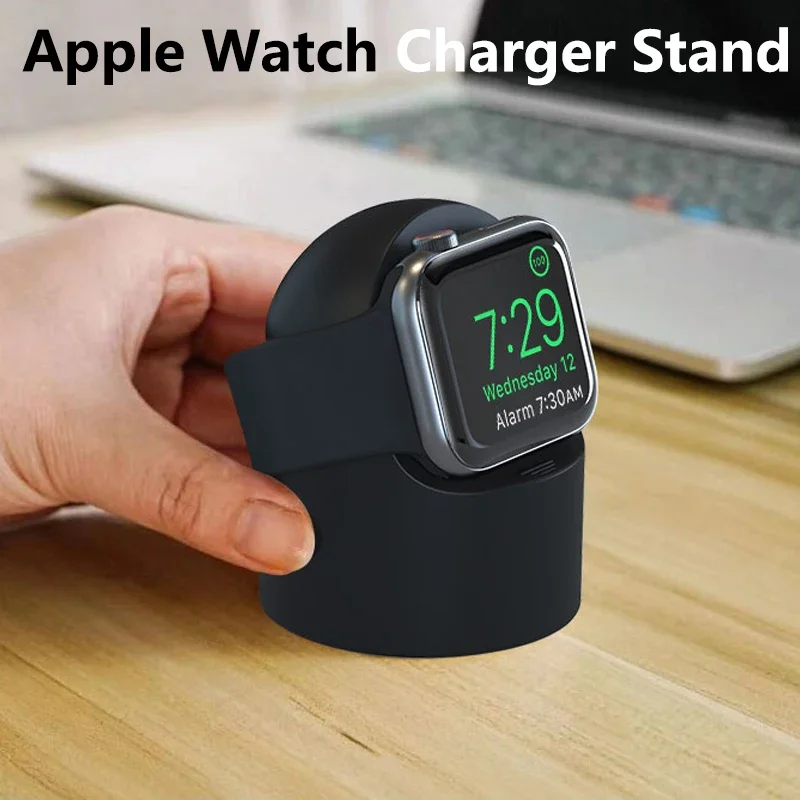 Charger Stand For Apple Watch Series Ultra/8/SE2/7/6/SE/4/3 49mm/45mm/44mm/42mm/41mm/40mm/38mm Durable Silicone Nightstand Mode