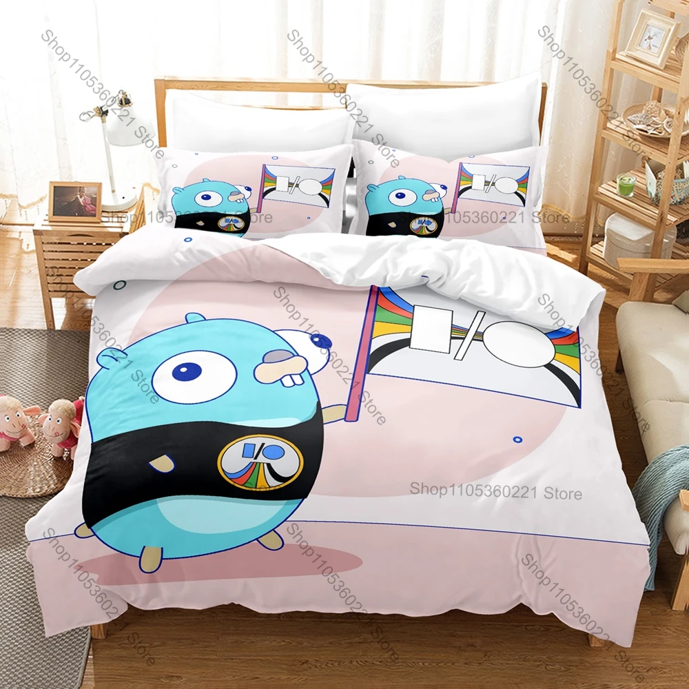 

Personality Golang Gopher Theme Bedding Set Fashion Print New Bedroom Bedding Covers Household Use Trendy printed style