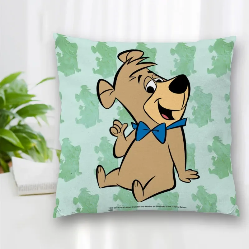 High Quality Custom Yogi Bear Anime Square Pillowcase Zippered Bedroom Home Pillow Cover Case 20X20cm 35X35cm 40x40cm