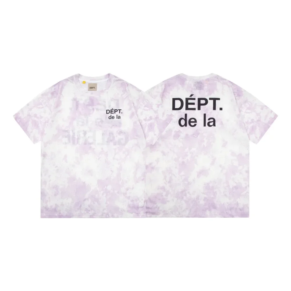 DEPT Fashion Design Tee Man Brand Tie dye letter Print Gallery Logo T Shirt Couple Loose Oversized Hip Hop Cotton casual Shirt