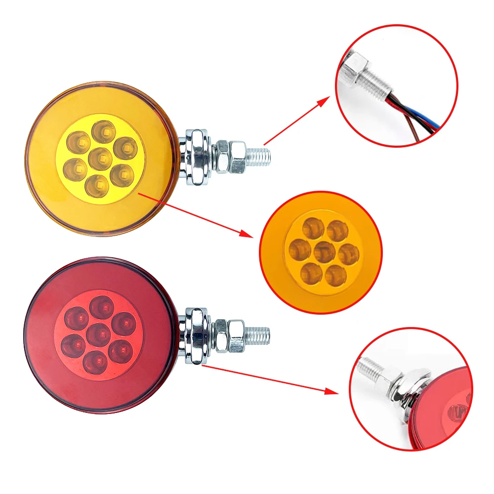 12V-24V LED Round Dual-Face Turn Signal Tail Brake  Light  Trucks Trailers  Vans Cars RVs Side Marker Light
