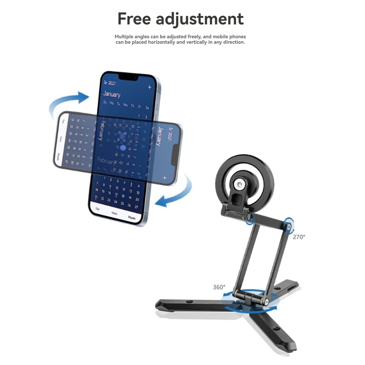 접이식 마그네틱 휴대폰 삼각대 스탠드, 셀카봉, 데스크탑 마그네틱 휴대폰 거치대, 비디오 사진, 브이로그, 라이브 스트리밍용