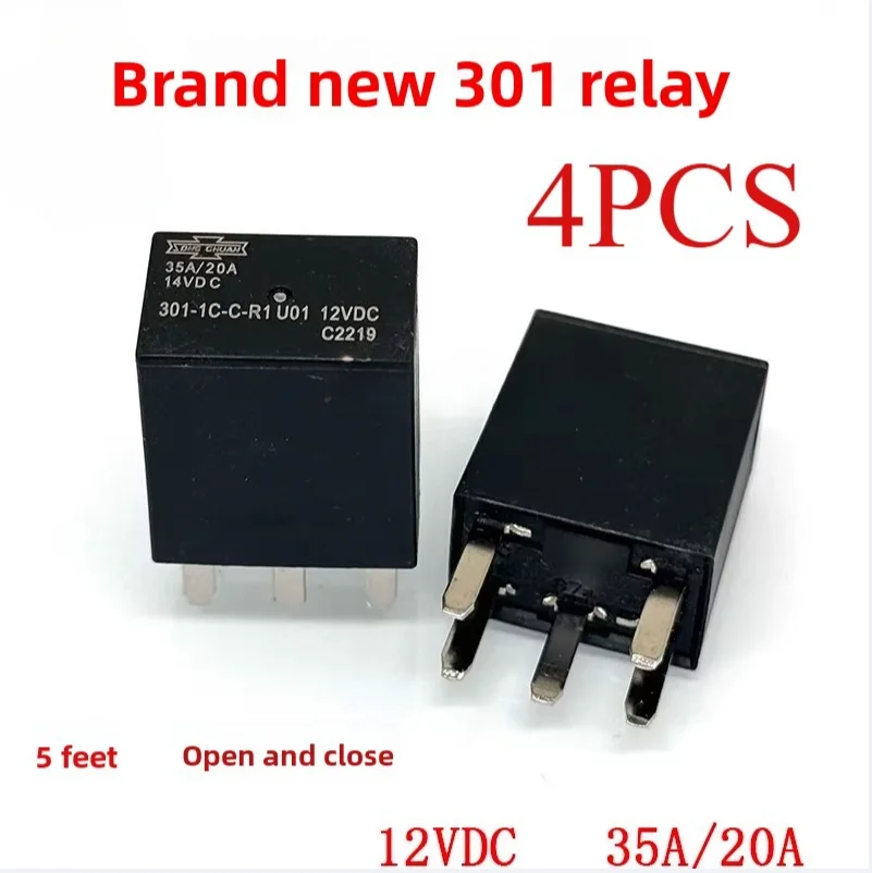 4PCS Brand new Car Relay 301-1C-C-R1 12VDC 35A/20A 5 Pins Single Pole Double Throw DC12V
