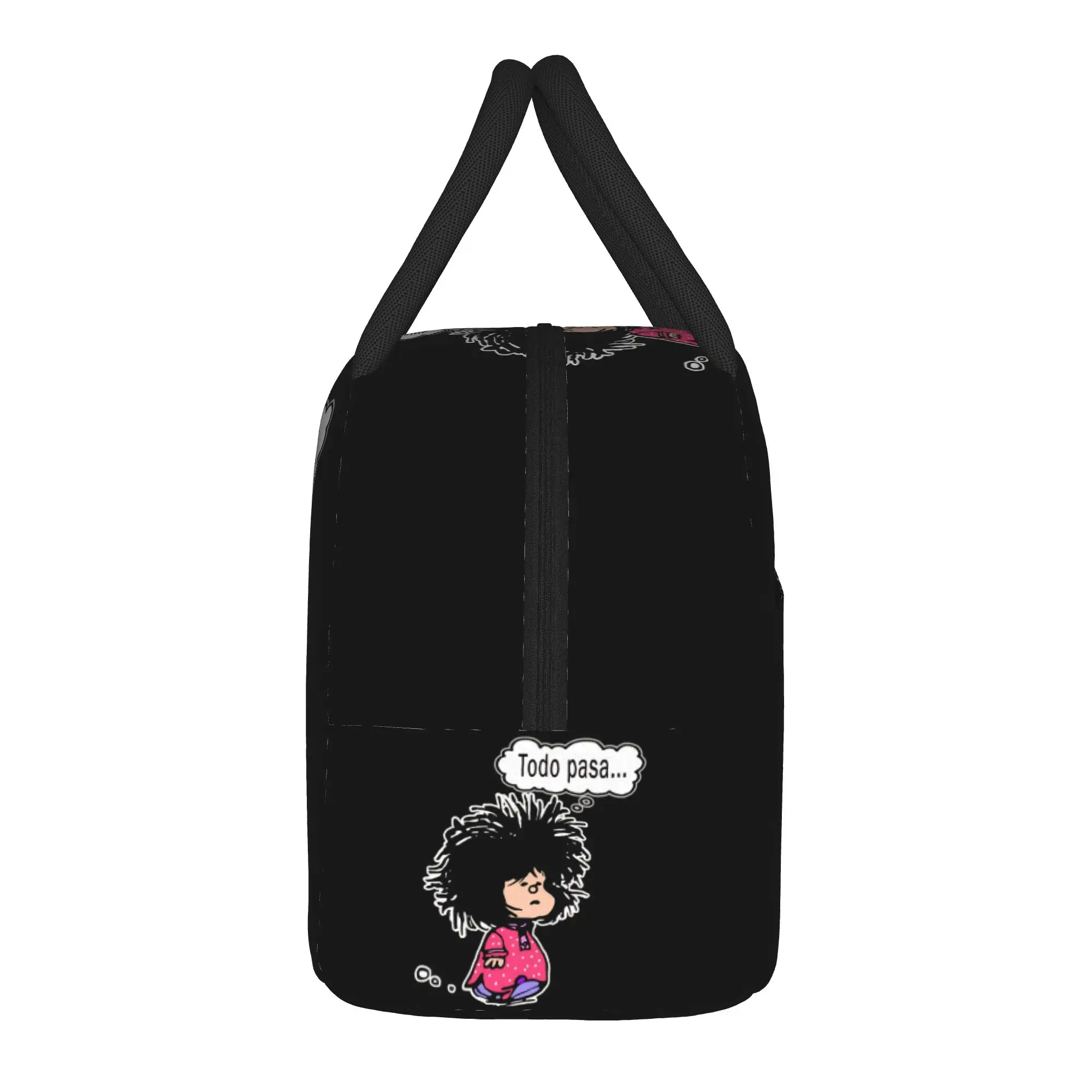 Mafalda Todo Pasa Lunch Bag  Picnic Lunch Box For Adult Funny Graphic Design Tote Food Bags Oxford Portable Insulated Cooler Bag