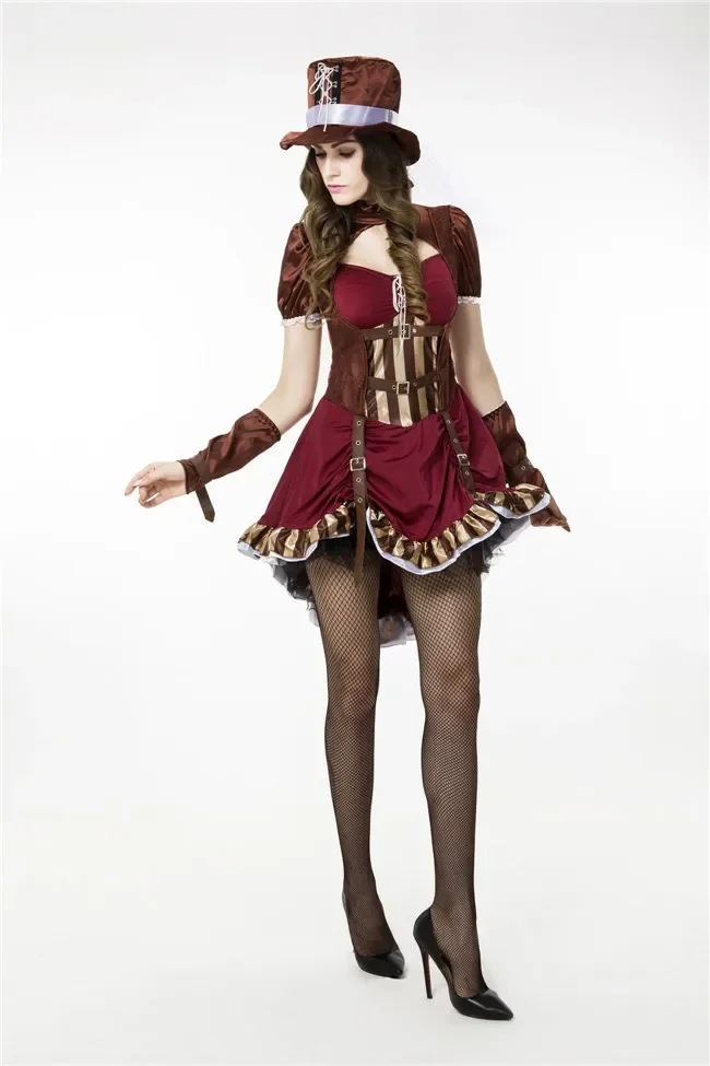 Europe And American Game Uniform Circus Clown Costume Punk Girl Theme Costume Party Dress Halloween Adult Girls Cosplay Clothing