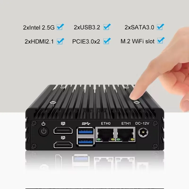 CWWK 12a generazione X86 P5 Super Mini Router Intel i3 N355 N150 DDR5 Firewall PC 2x i226-V 2.5G LAN Mini PC senza ventola Proxmox Server