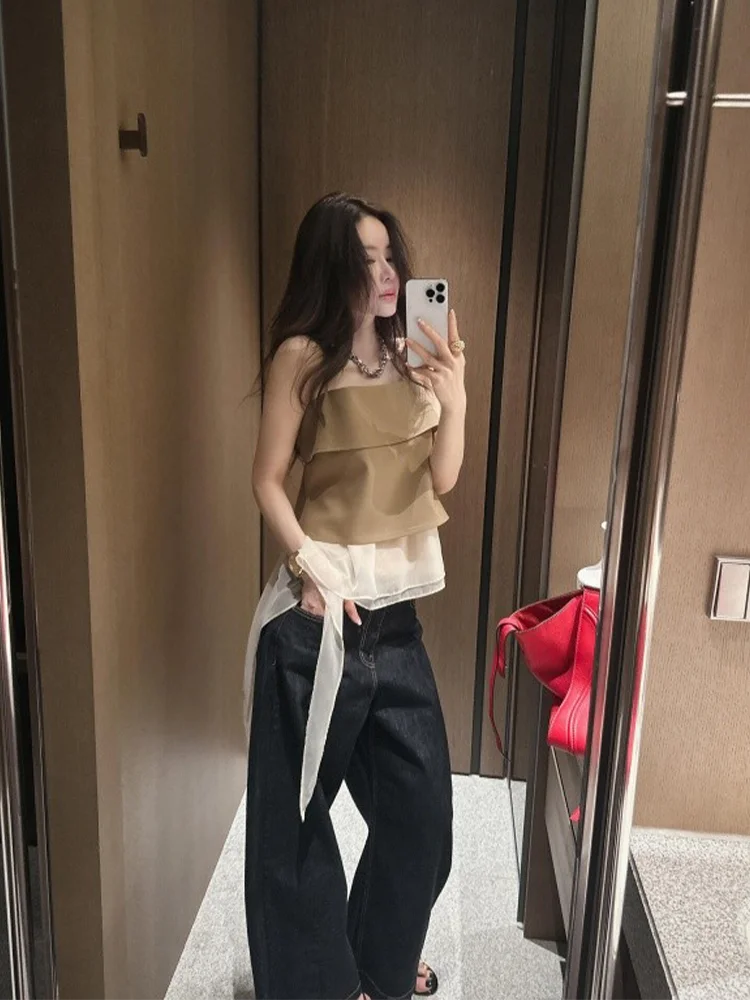 

High Waist Wide Leg Denim Jeans Women's Loose Fit Korean Style Summer New Casual Pants Straight Tube Trousers Floor-Length