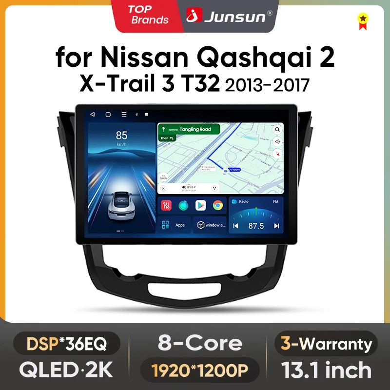Image of Junsun 13,1 Zoll QLED Android Wireless CarPlay Autoradio für Nissan Qashqai 2 X-Trail 3 T32 2013-2017 Intelligente Systeme