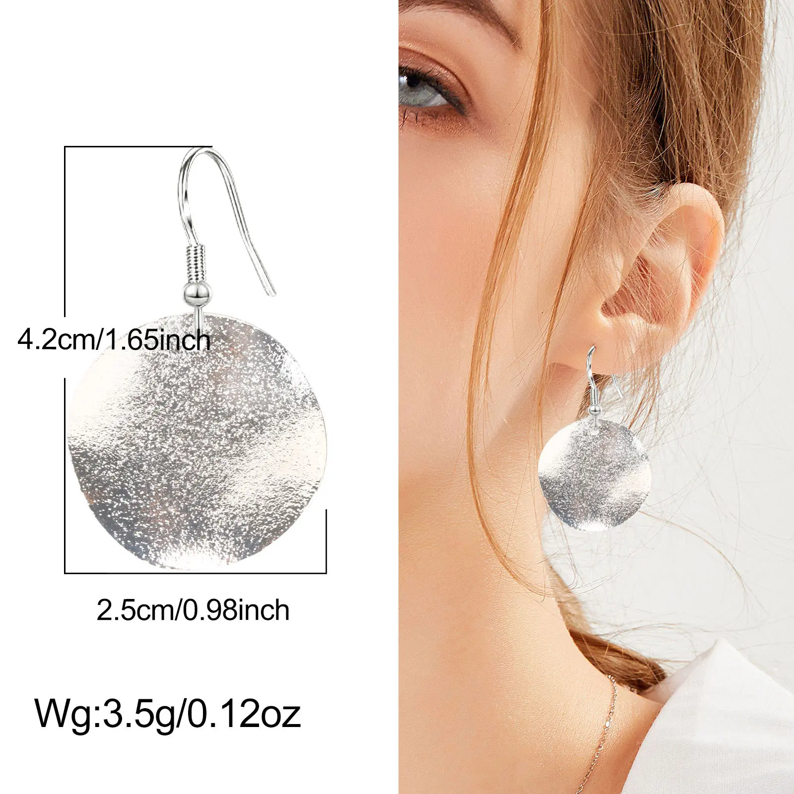 FTCY Irregular Round Drop Earrings for Women Simple Curved Frosted Allergy Resistant Piercing Earrings Jewelry