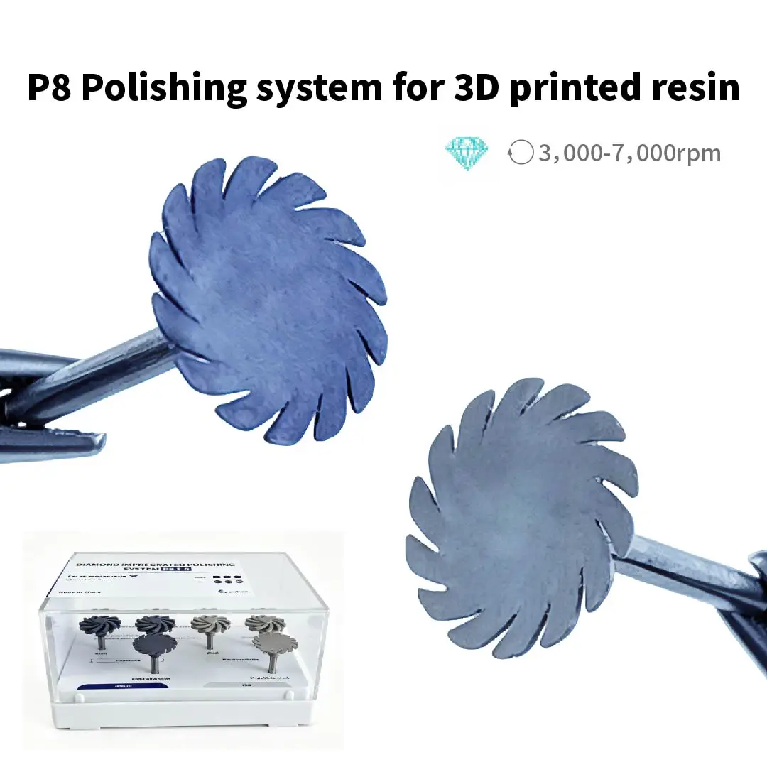 2/6pcs Dental 3D Printed Resin Polisher P8 Twist 14mm RA 2-Step Diamond High Shine Polishing System