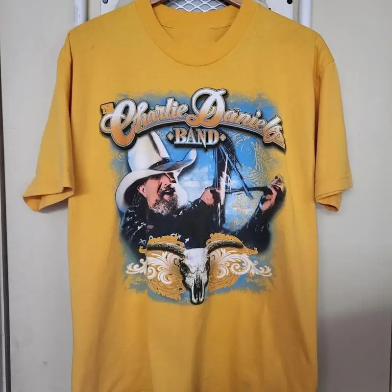 

Хлопковая желтая футболка Vtg The Charlie Daniels Band всех размеров J929