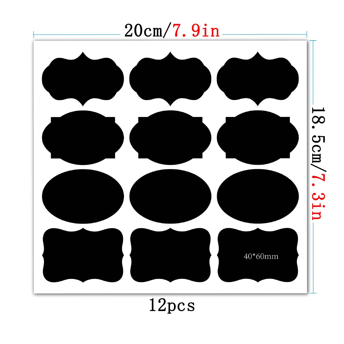 Reusable Chalkboard Labels Waterproof Kitchen Pantry Storage Stickers Removable PVC Blackboard Decal For Jar Organization