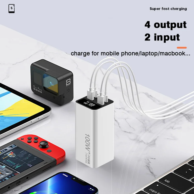 20000mAh Power Bank Portable External Spare Battery Super Fast Charging USB C 100W Powerbank For Laptop iPhone Samsung Xiaomi