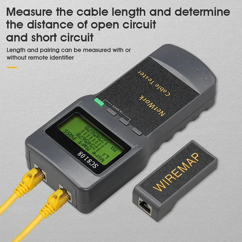 Medidor de red LCD portátil SC8108, probador de Cable de teléfono LAN y medidor con pantalla LCD RJ45