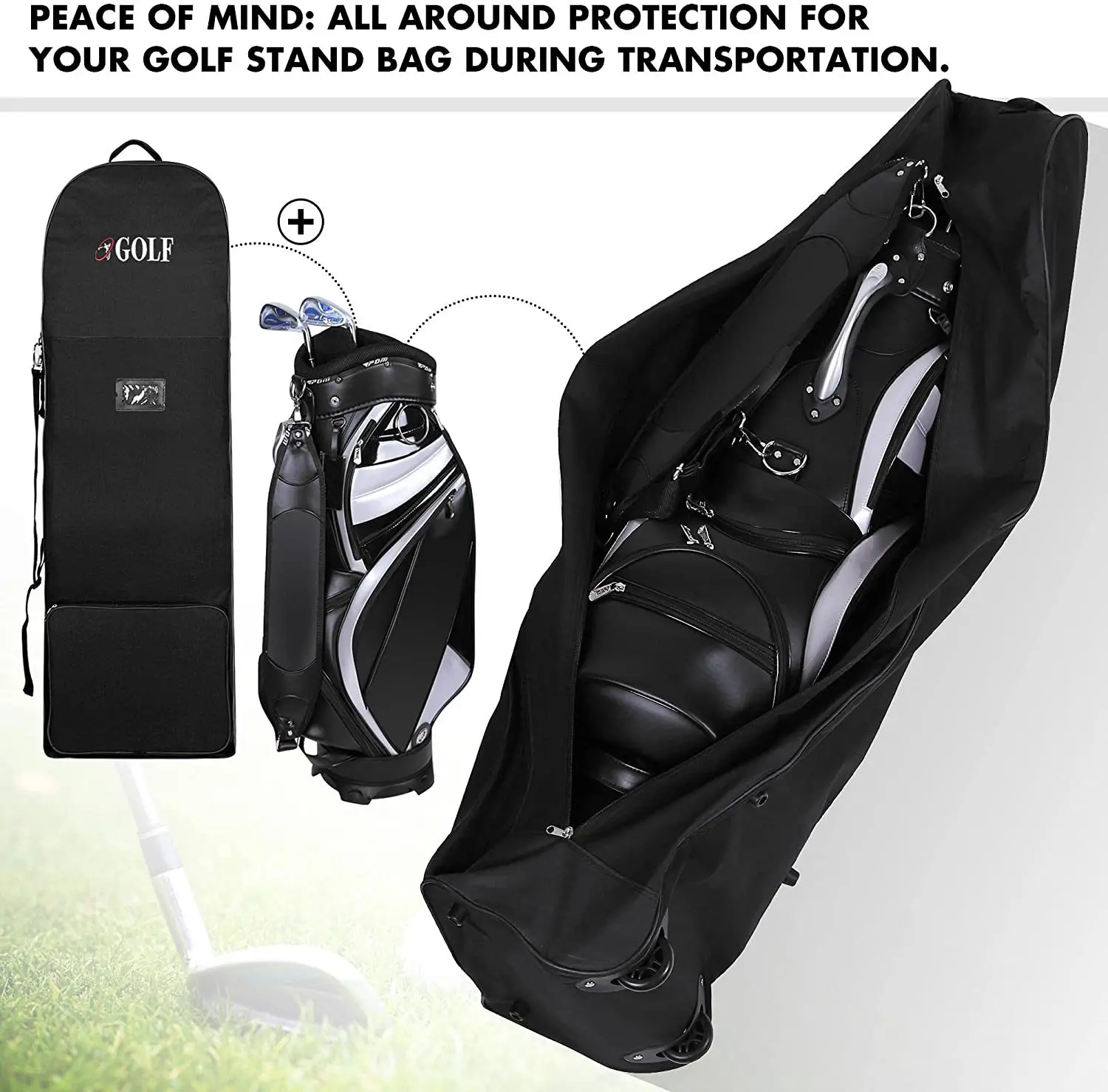 Golf Travel Plane Bags With Wheel And Detachable Shoulder Straps Foldable Golf Club Travel Cover for Airlines Golf Aviation Bag