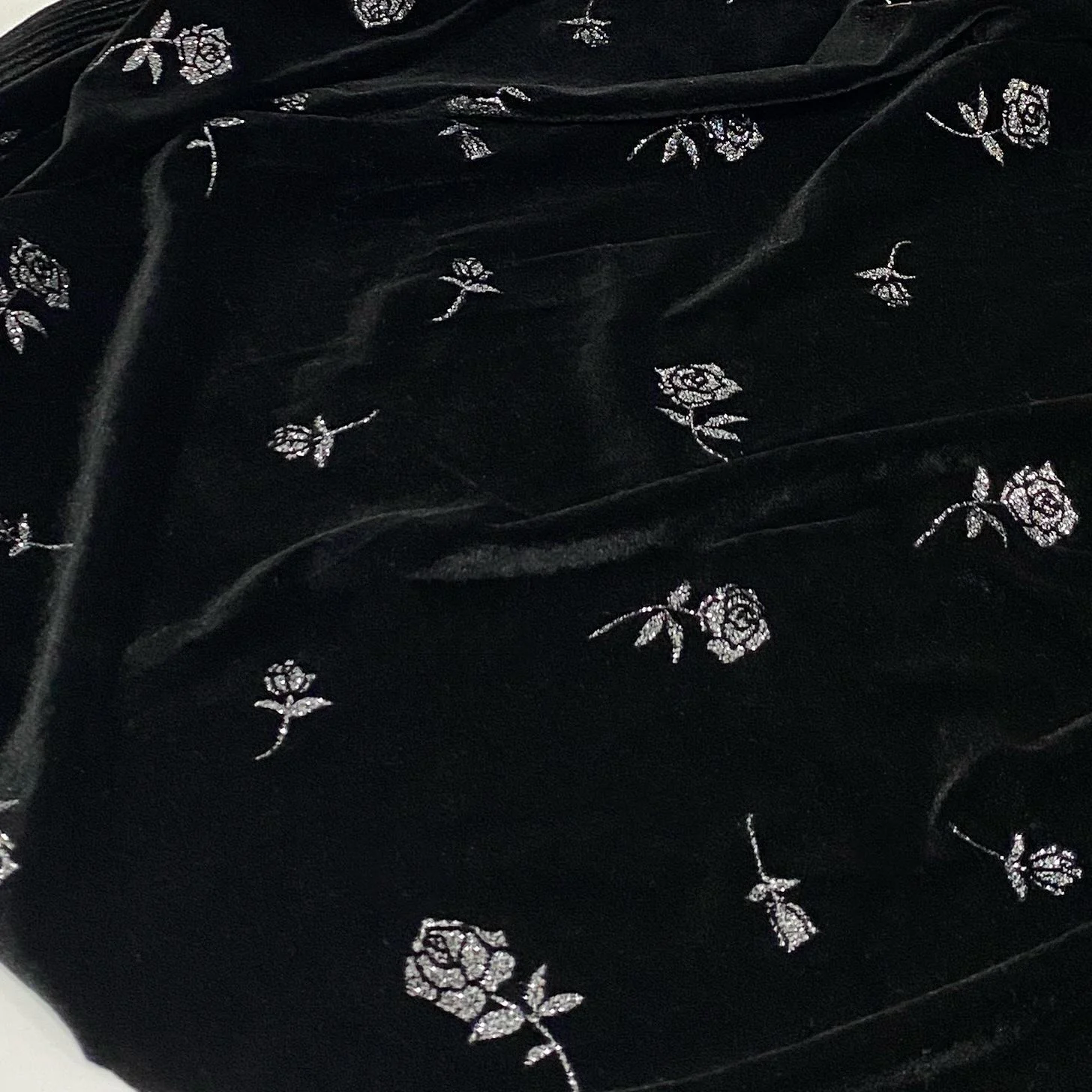 Black Rose Gold Velvet Fabric Bronzing Process Soft Cloth Women\'s Clothing Skirt Handmade Fabric Diy curtain slipcover