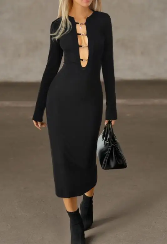 

Women's Fashion Dress 2025 Autumn/winter New Women's Fashion Sexy Y2K Spicy Girl Long Sleeve Hip Wrapping Skirt Women's Wear