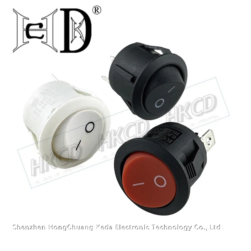 10PCS KCD1 Round Rocker Switch Snap-in 2Pin-3Pin 20mm SPST Black/White/Red Car Boat Marine Power Button 6A 250V AC/10A 125V AC