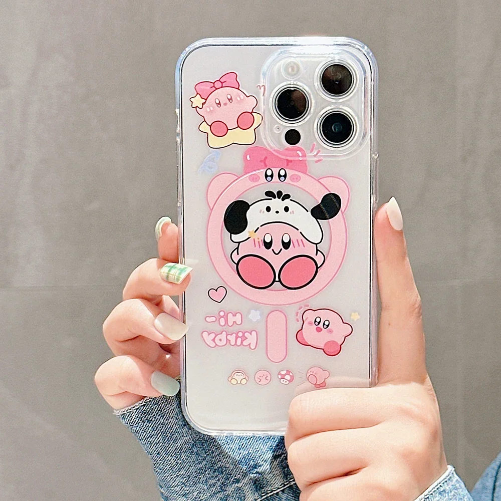 Kawaii K-Kirby Magsafe Magnetic Phone Case for Samsung Galaxy S24 S23 S22 S21 S20 FE Plus Ultra 5G Soft Clear Tpu Cover