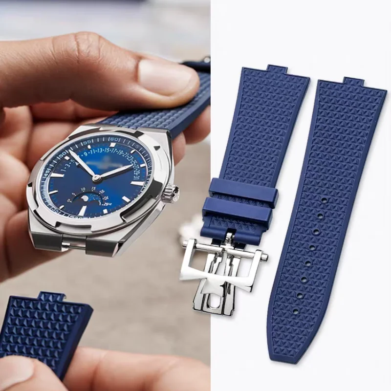 Quick Release Fluoros FKM Rubber Watchband Replacement for Vacheron Strap VC Overseas 4300V 4500V 5500V 7900V Watch Band 24x7mm