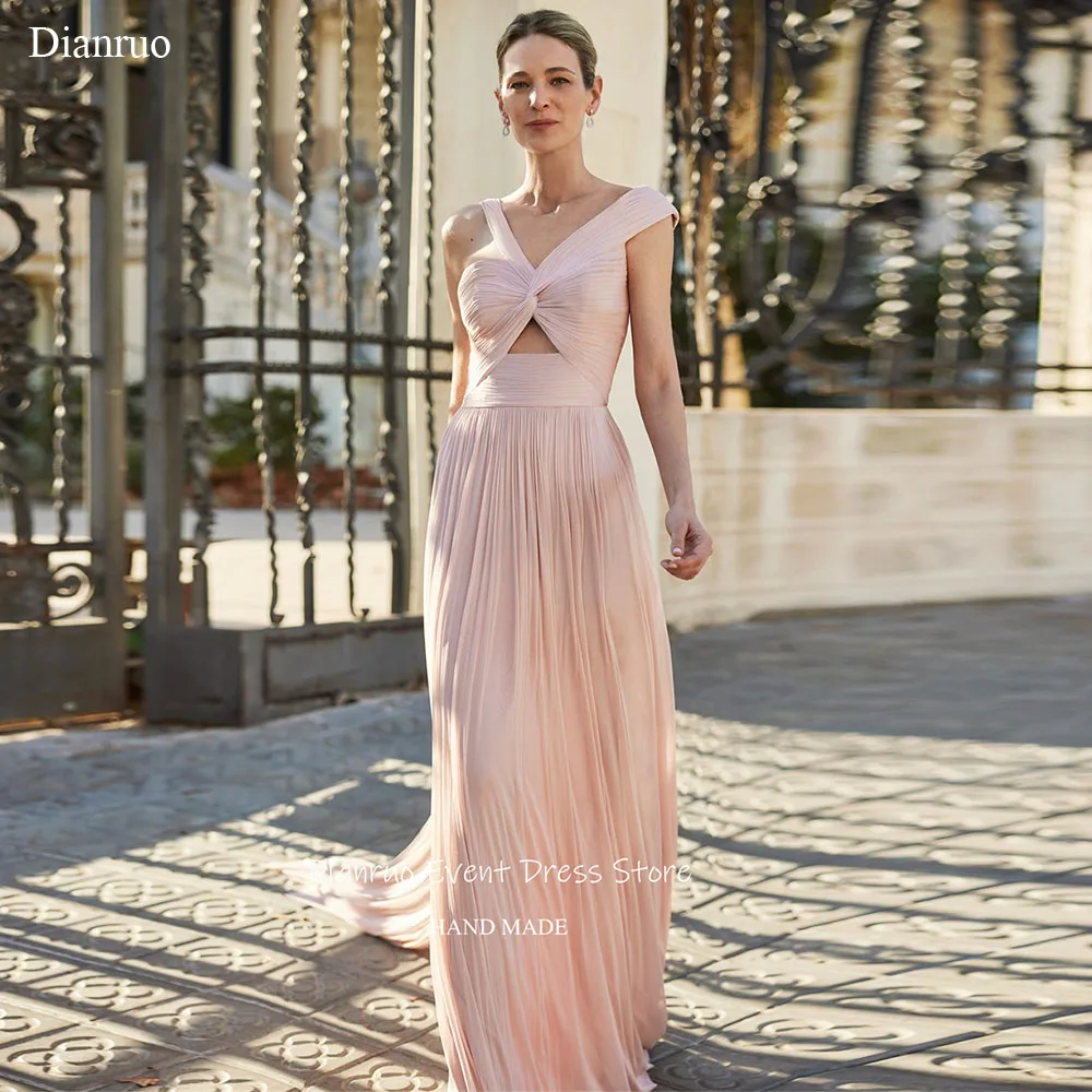 

Dianruo Cut Out Detail Evening Dress Alluring Chiffon Pleated Dresses 2025 Woman A Line Sleeveless Robe Soirée Femme Customized