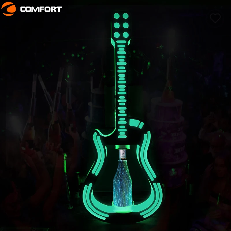 Led Guitar Bottle Presenter Metal Standing Display Rack Holder Showcase for Bar Nightclub Party  Club Events