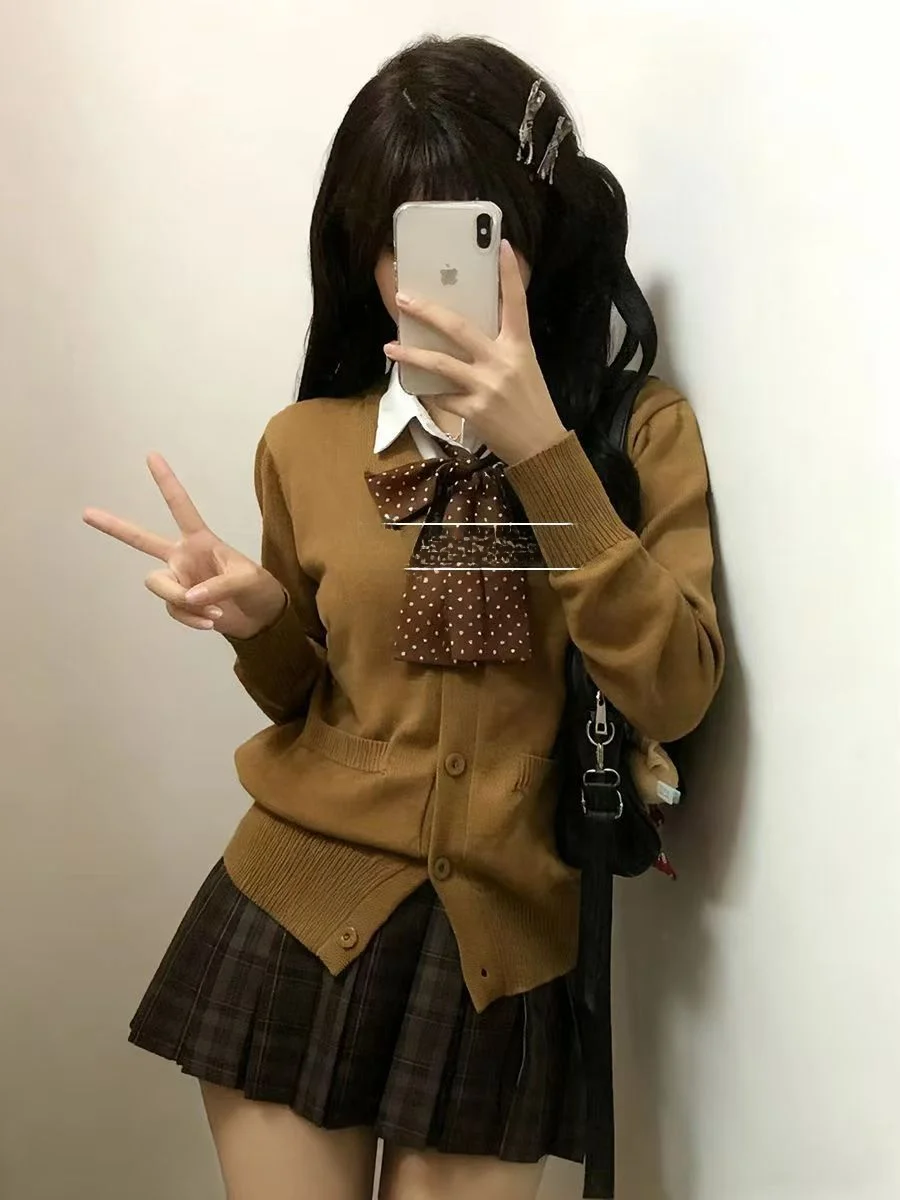 

New Caramel Kansai JK orm Knitted Set Soft Girl Women's Faion Set School orm Work orm Winter Collection