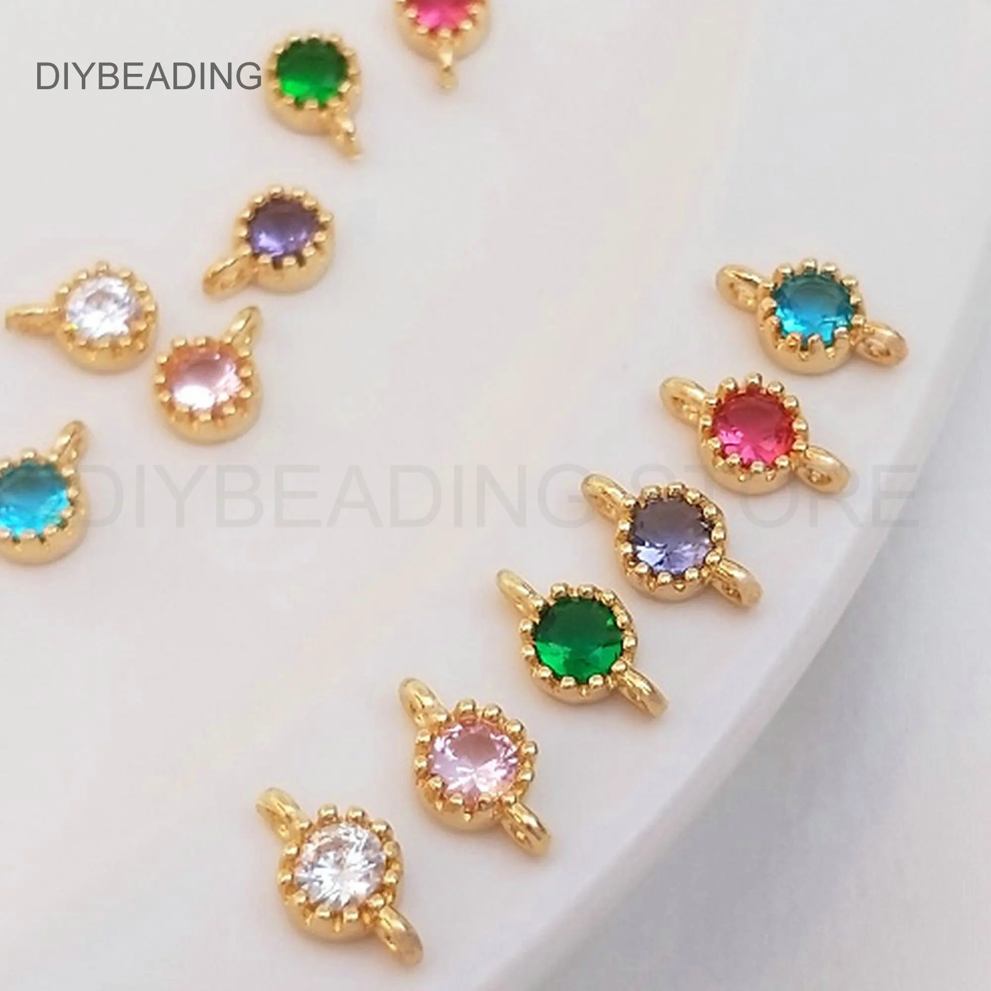 

Rhinestone Charms for Earring Making 14K Gold Plated Brass and Purple/ Blue/ Purple/ Pink Connector Finding Bulk Wholesale