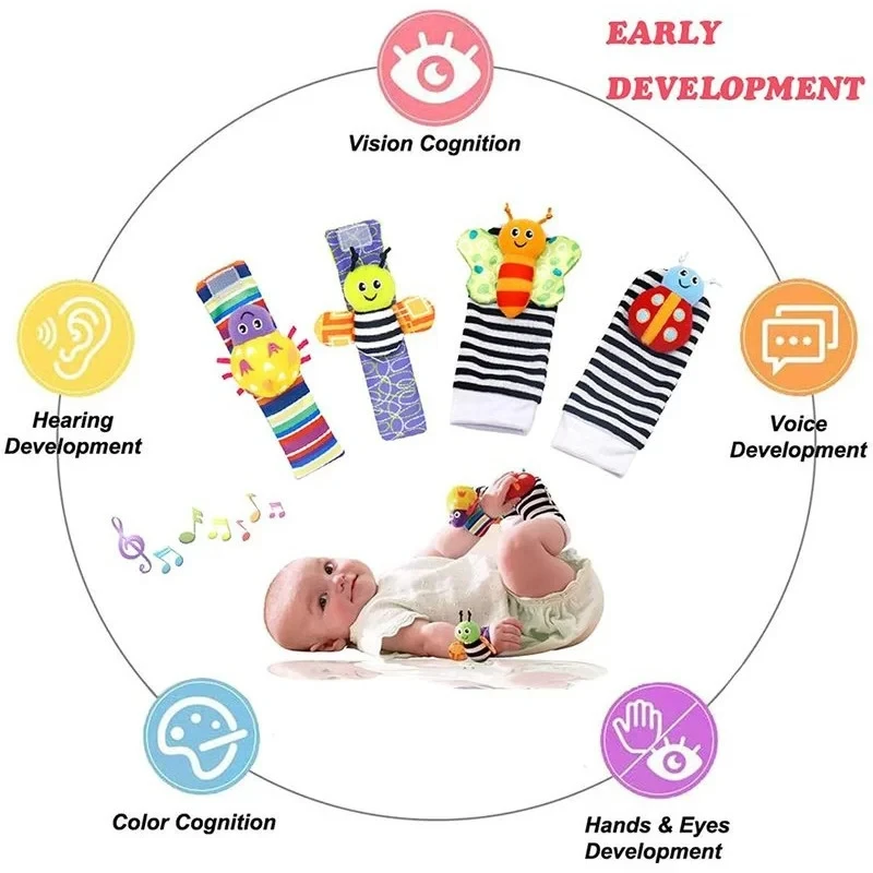 Baby Rammelaar Sokken Speelgoed 0 ~ 24 Maanden Baby Zachte Knuffel Pasgeboren Educatieve Ontwikkeling Rammelaar En Tanden Pols Baby Cadeau Speelgoed