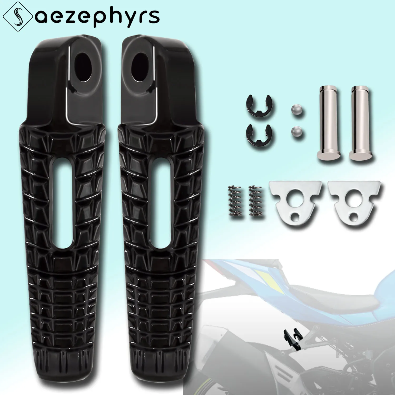 Motorcycles Foot Pegs Rear Passenger Footrests For Suzuki GSX-R1000 R1000R R600 R750 R750Z S1000F S1000Z S750 S750Z ABS SV650X