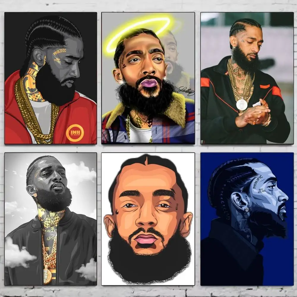1pc Rapper Nipsey Hussle Poster Selbst-klebe Kunst Wasserdichte Papier Aufkleber Kaffee Haus Bar Zimmer Wand Dekor