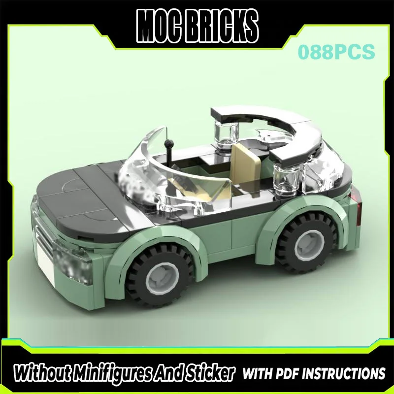 

City Car Model MOC Building Bricks Round-Headed And Round-Bodied Car Modular Technology Gifts Holiday Assemble Children Toy Suit