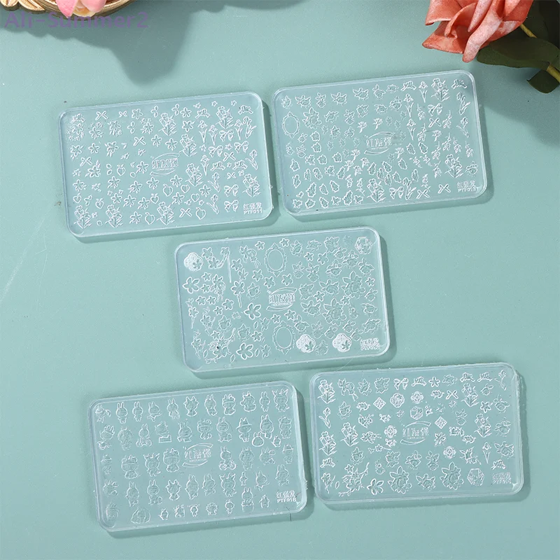 {MX} 3D漫画動物花柄シリコンネイルモールドネイルアートスタンピング転写プレートDIYマニキュアデコレーションツール