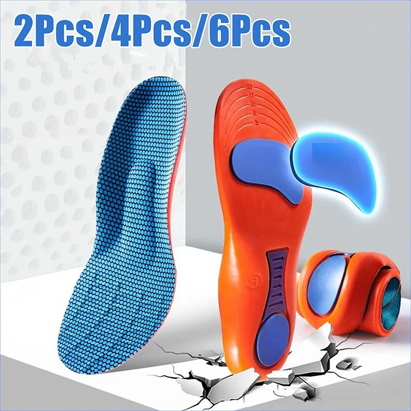 

2/4/6Pcs Orthopedic Shoes Insole Men Women Arch Support Plantar Fasciitis Insoles for Feet Shock absorbing Non slip Shoe pads