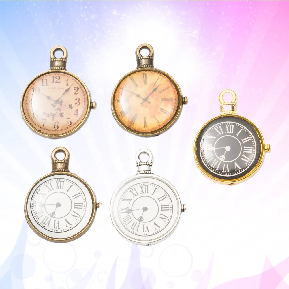

15 Pcs Clock Pendant DIY Charm Jewelry Making Pendants Vintage Watch Multicolor Watches