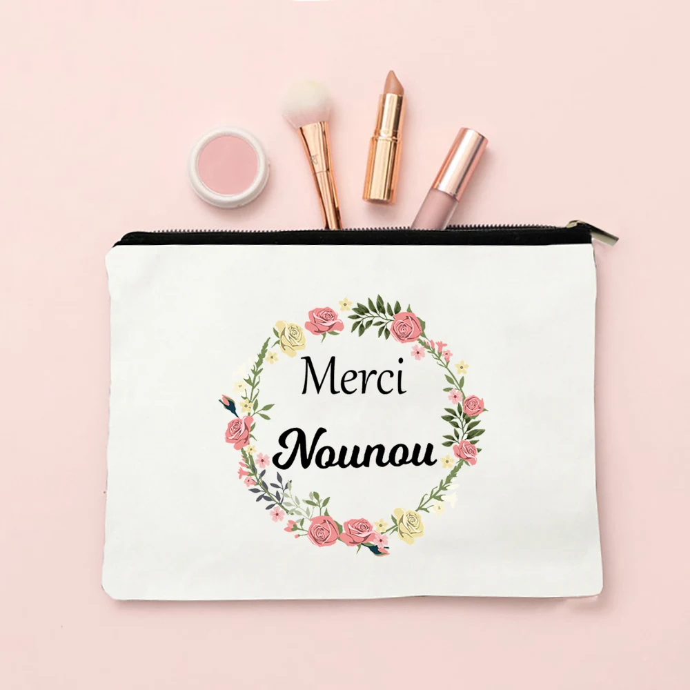 Travel Higiene Pessoal Organizador Para Mulheres, Super Nounou, Merci, Impressão, Saco Cosmético, Sacos De Maquiagem, Lona, Bolsa De Zíper, Necessidades, Presentes