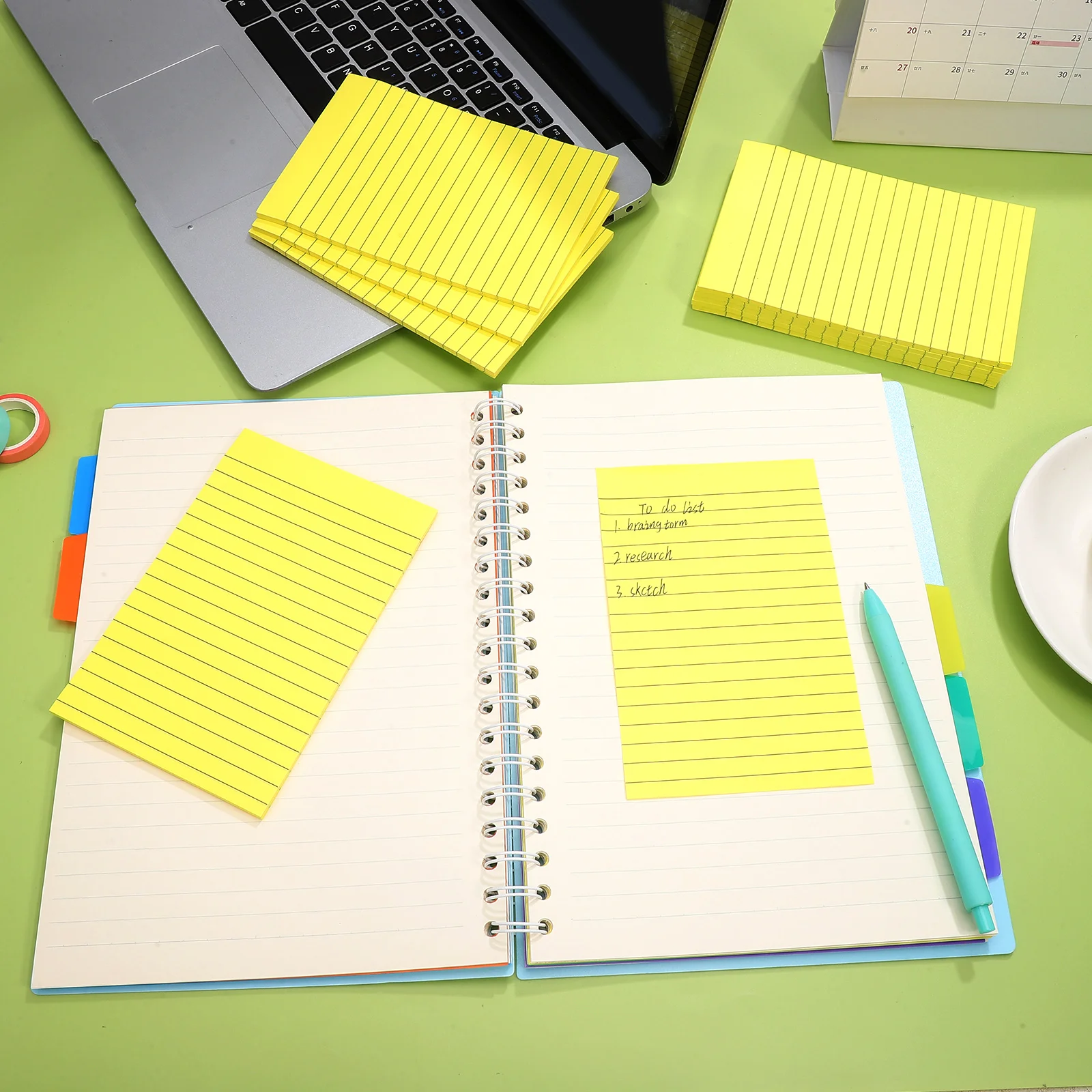 

9 Pcs Cute School Supplies Aesthetic Yellow Scratch Pads Office Accessories Ruled Self Stick Note Pads Memo