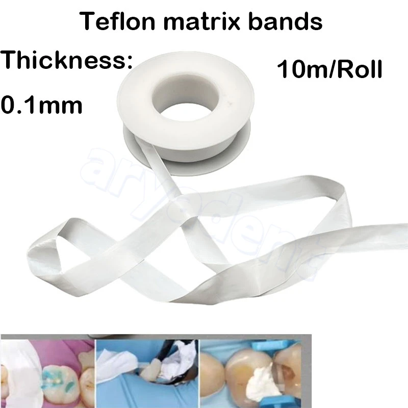 10m/Roll Dental Teflon Film Restoration White Matrix Bands Light Cured Resin Thickness 0.1mm Dentistry Matrix Strips