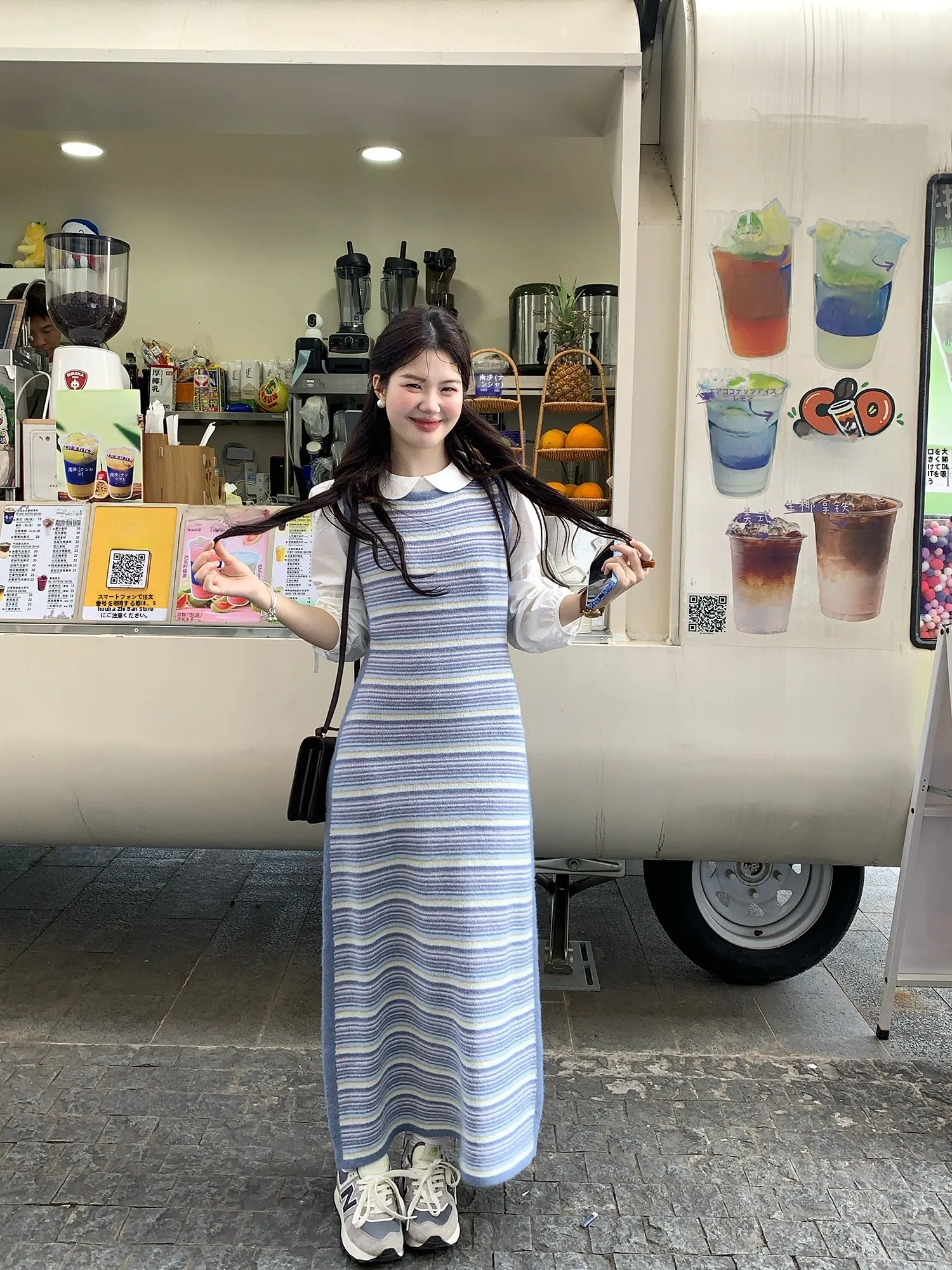 

Korean Style Thickened Slim Fit round Neck Vest Dress Women's Mid-Length A-Line Skirt Knitted Nylon Ice Island Letter Dress