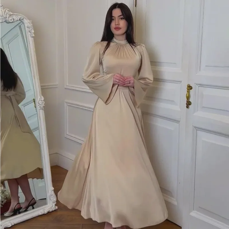 Eid Robe de soirée musulmane pour femmes Abaya Maroc robes en Satin Ramadan à lacets Abayas caftan Islam dubaï arabe longue Robe