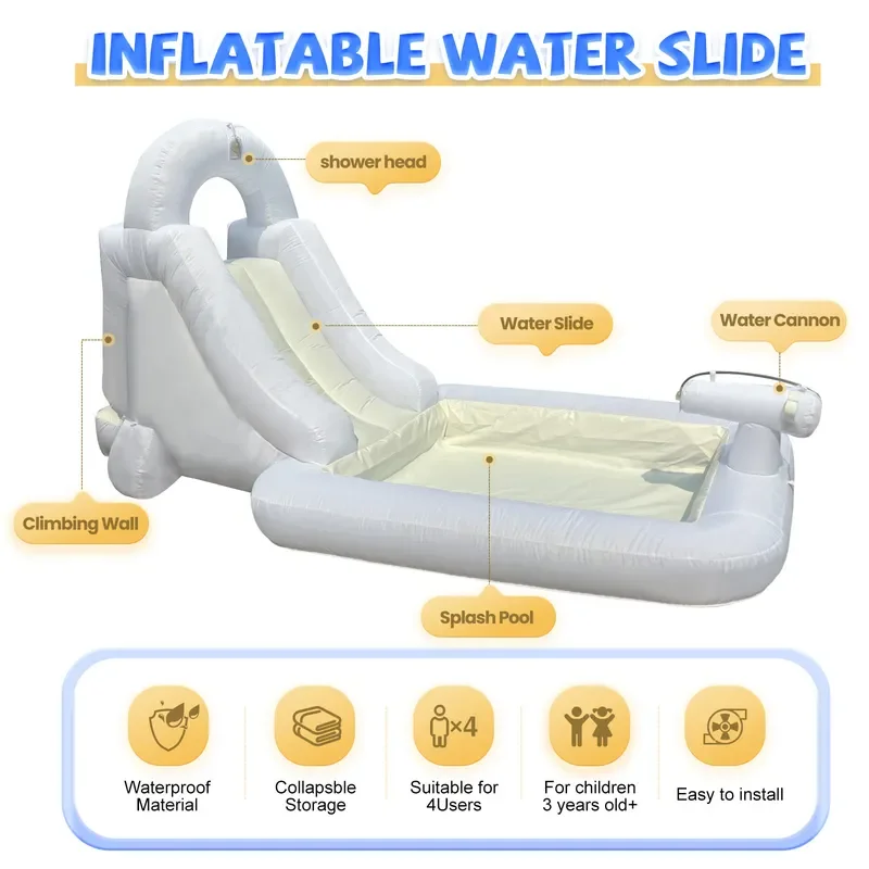 Small Inflatable Water Slide for Kids Outdoor Backyard Play Farm Theme Bounce House Summer Garden Activity Toy for Children 2