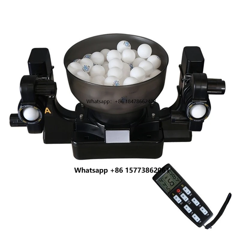 

S-1001 Double Headed Adjustable Automatic Table Tennis Serving Machine Portable Multiple Rotations Landing Points ABS