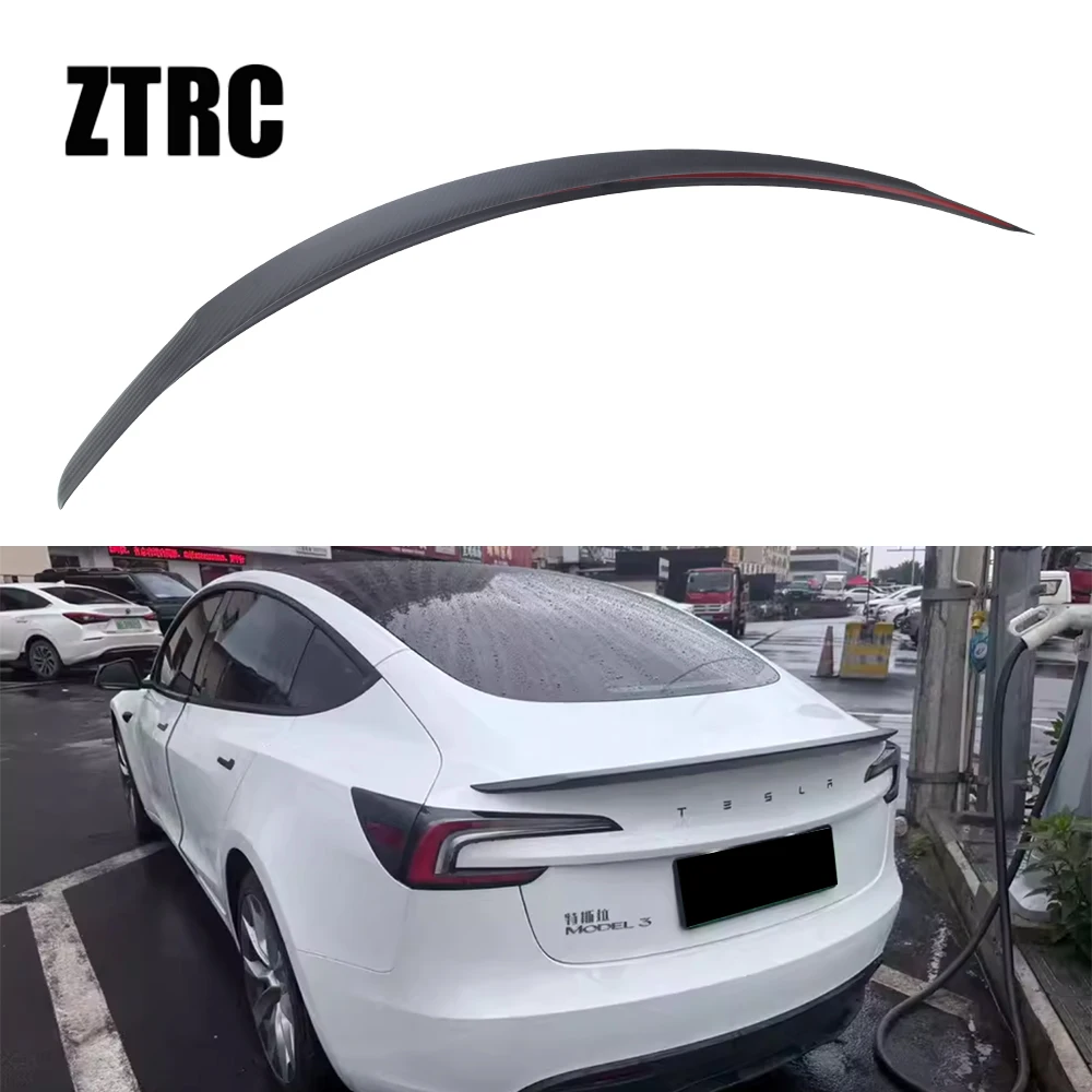 

For Tesla Model 3 P Style Real Carbon Fiber Material Rear Spoiler Trunk Wing 2023-2026